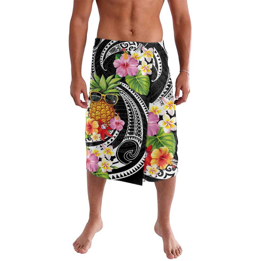 Hau'oli Makahiki Hou Lavalava Aloha Pineapple Tropical Vibe LT9 Black - Polynesian Pride