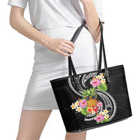 Hau'oli Makahiki Hou Leather Tote Bag Aloha Pineapple Tropical Vibe LT9 - Polynesian Pride
