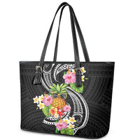 Hau'oli Makahiki Hou Leather Tote Bag Aloha Pineapple Tropical Vibe LT9 - Polynesian Pride