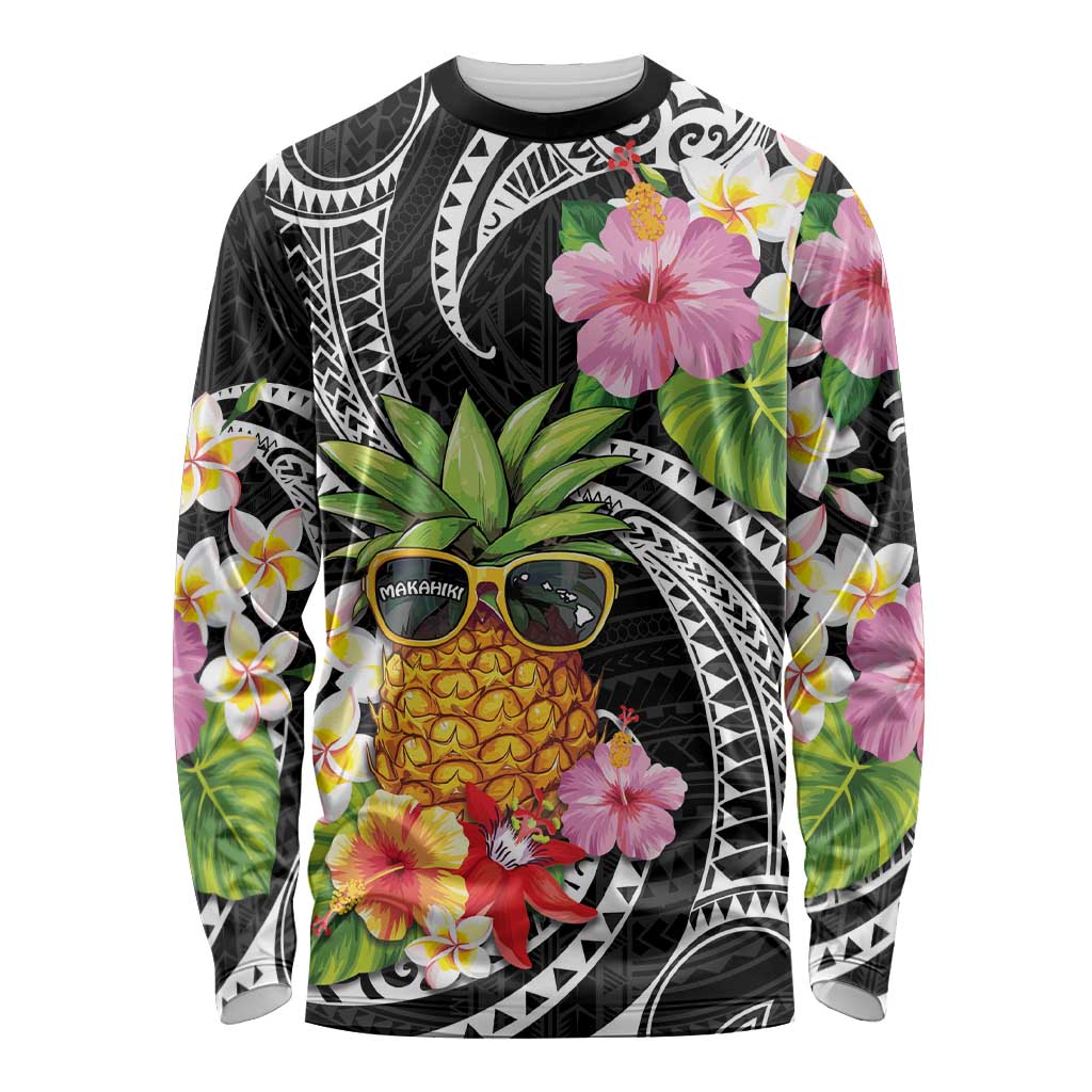 Hau'oli Makahiki Hou Long Sleeve Shirt Aloha Pineapple Tropical Vibe