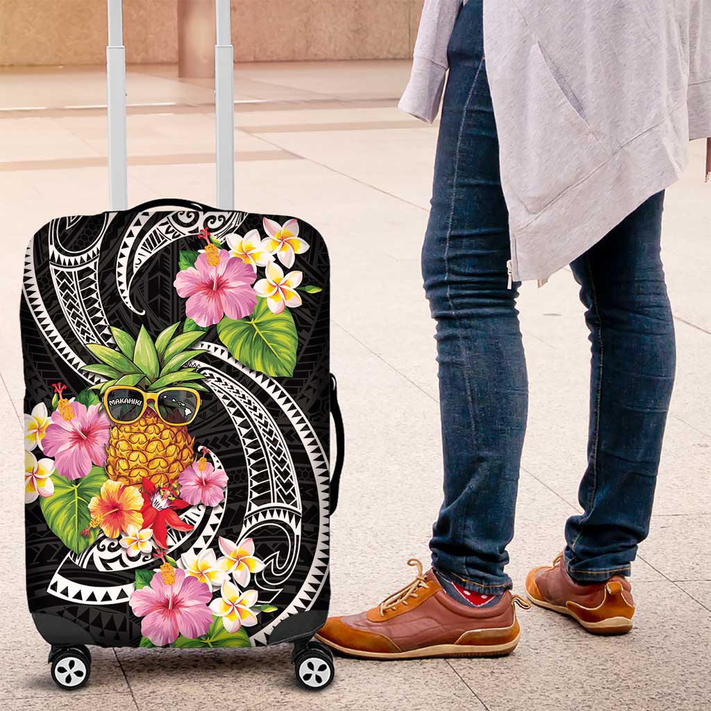 Hau'oli Makahiki Hou Luggage Cover Aloha Pineapple Tropical Vibe