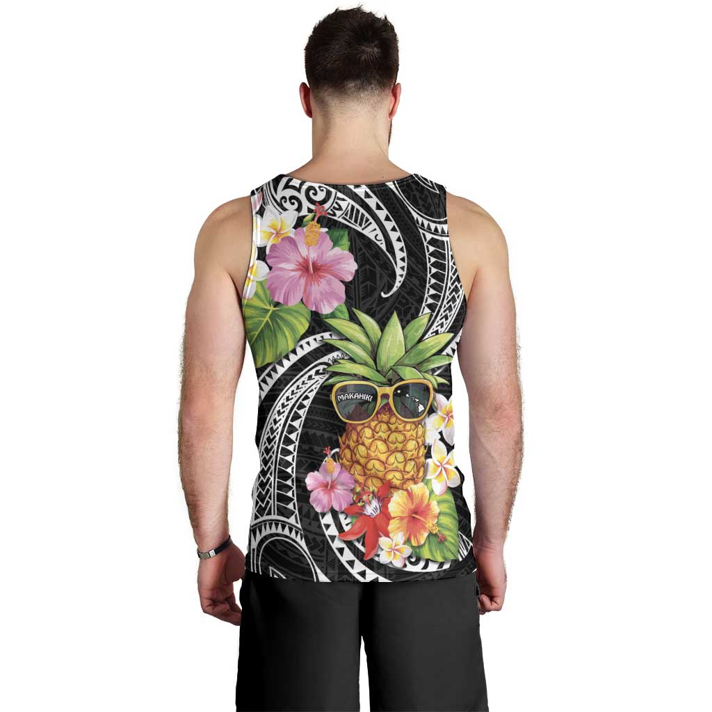 Hau'oli Makahiki Hou Men Tank Top Aloha Pineapple Tropical Vibe LT9 - Polynesian Pride