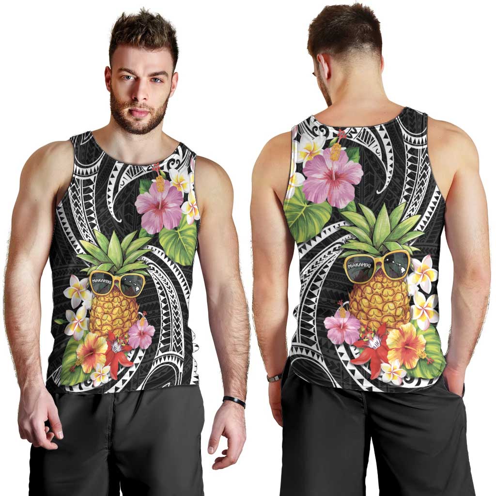 Hau'oli Makahiki Hou Men Tank Top Aloha Pineapple Tropical Vibe LT9 - Polynesian Pride