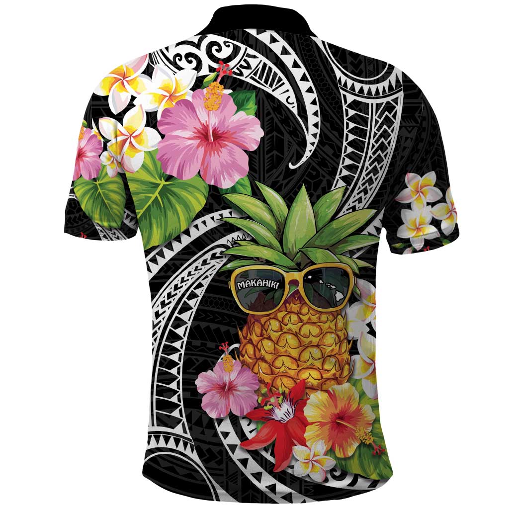 Hau'oli Makahiki Hou Polo Shirt Aloha Pineapple Tropical Vibe