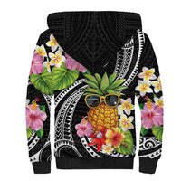 Hau'oli Makahiki Hou Sherpa Hoodie Aloha Pineapple Tropical Vibe LT9 - Polynesian Pride
