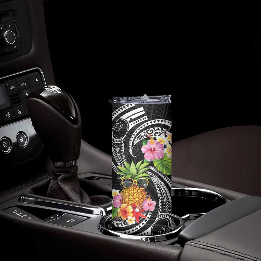 Hau'oli Makahiki Hou Skinny Tumbler Aloha Pineapple Tropical Vibe
