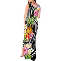 Hau'oli Makahiki Hou Tank Maxi Dress Aloha Pineapple Tropical Vibe LT9 - Polynesian Pride