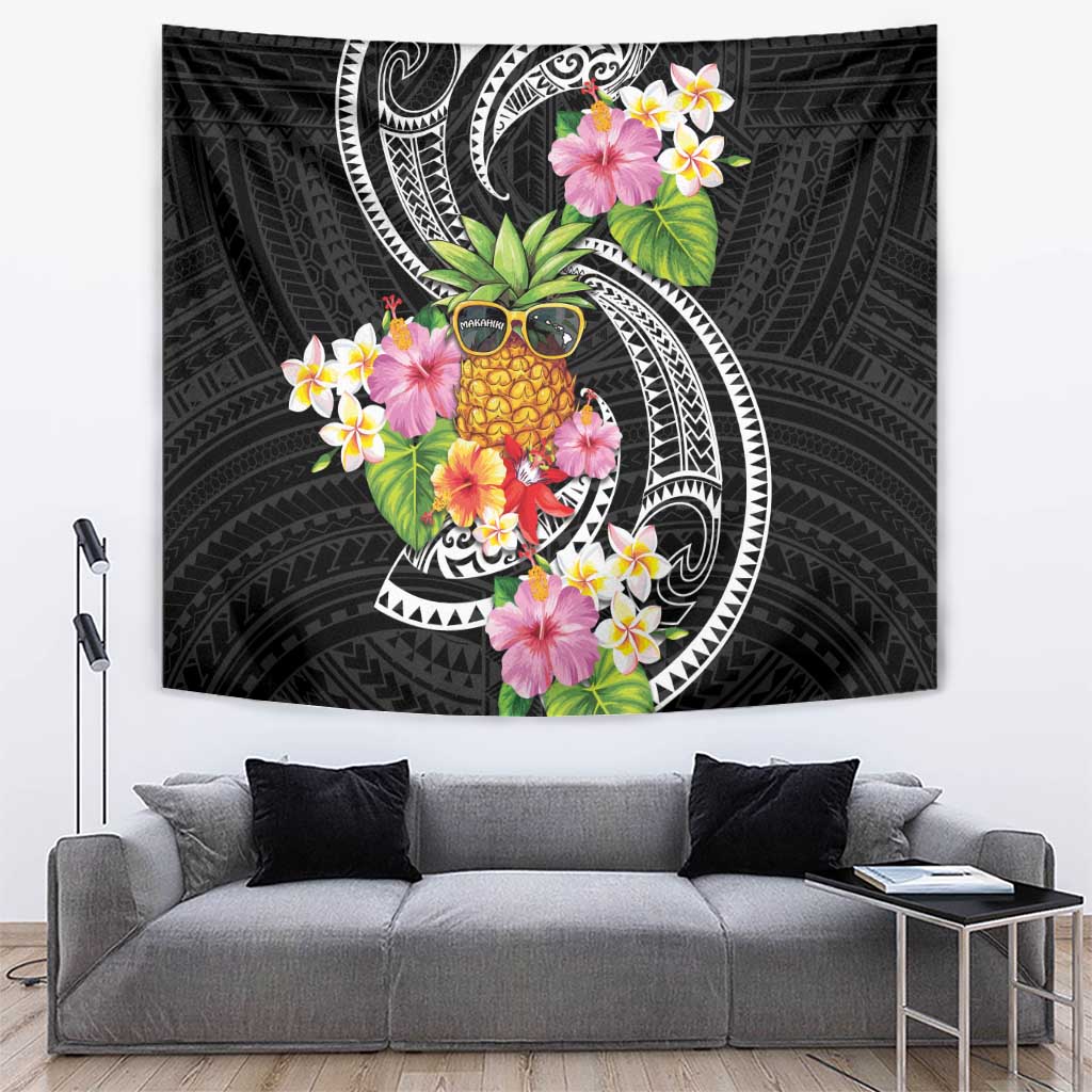 Hau'oli Makahiki Hou Tapestry Aloha Pineapple Tropical Vibe