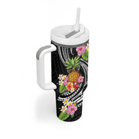 Hau'oli Makahiki Hou Tumbler With Handle Aloha Pineapple Tropical Vibe LT9 - Polynesian Pride