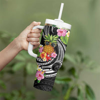 Hau'oli Makahiki Hou Tumbler With Handle Aloha Pineapple Tropical Vibe LT9 - Polynesian Pride