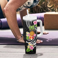 Hau'oli Makahiki Hou Tumbler With Handle Aloha Pineapple Tropical Vibe LT9 - Polynesian Pride