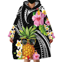 Hau'oli Makahiki Hou Wearable Blanket Hoodie Aloha Pineapple Tropical Vibe LT9 - Polynesian Pride