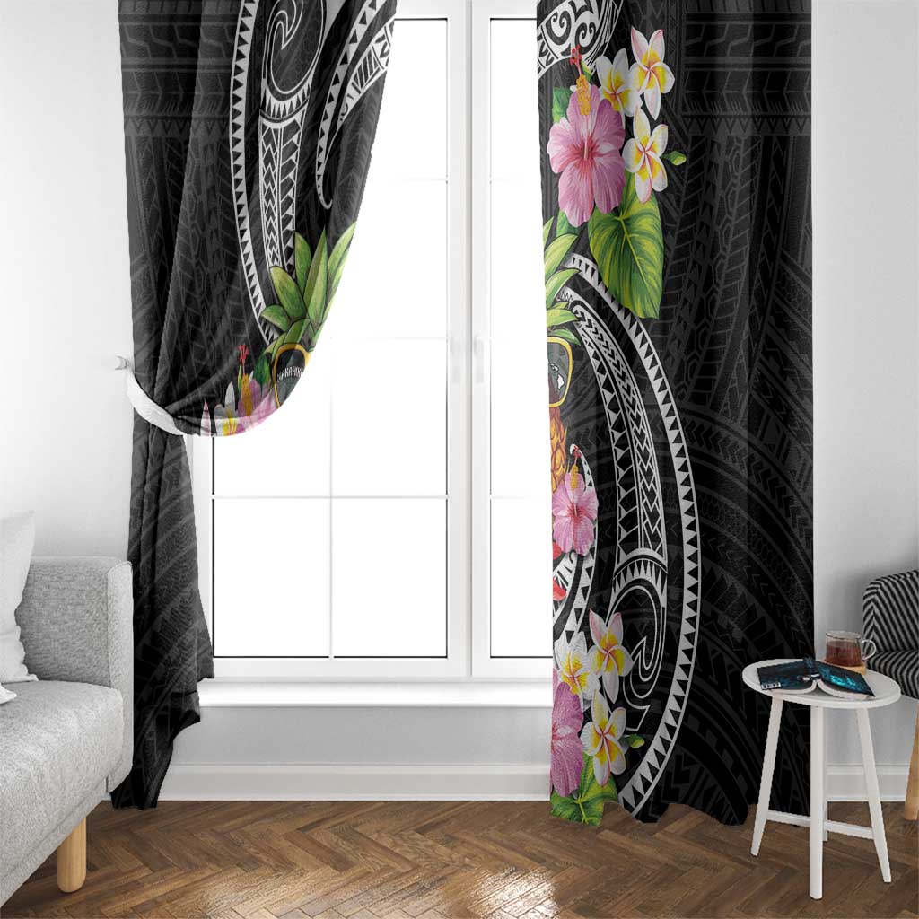 Hau'oli Makahiki Hou Window Curtain Aloha Pineapple Tropical Vibe LT9 - Polynesian Pride