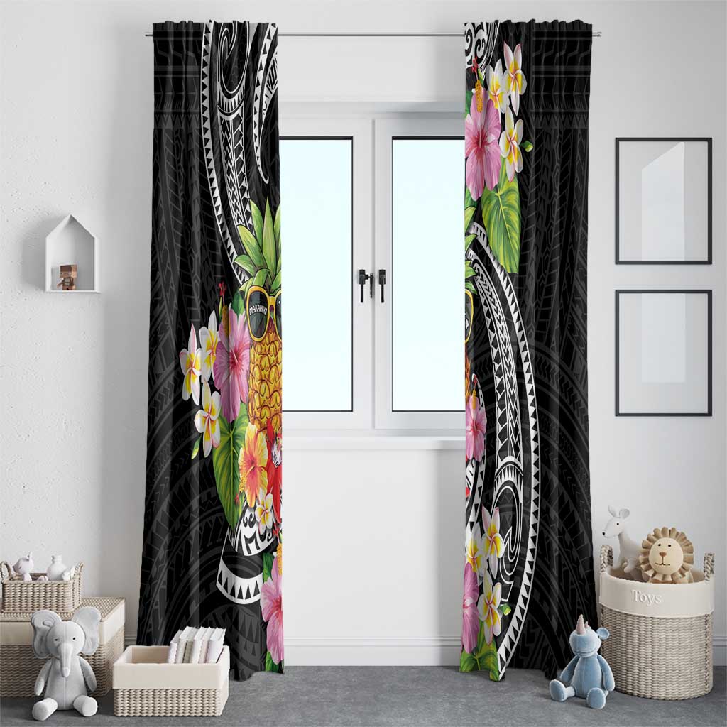 Hau'oli Makahiki Hou Window Curtain Aloha Pineapple Tropical Vibe LT9 - Polynesian Pride