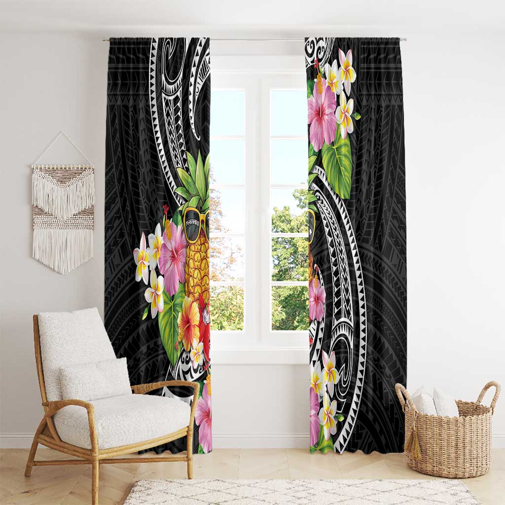 Hau'oli Makahiki Hou Window Curtain Aloha Pineapple Tropical Vibe LT9 - Polynesian Pride