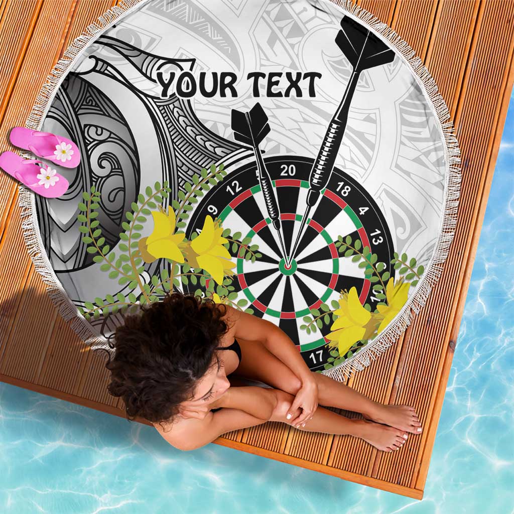 Personalised New Zealand Darts Beach Blanket Kowhai Floral with Maori Tattoo LT9 - Polynesian Pride