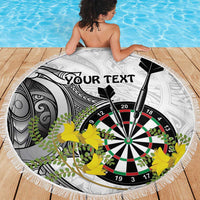 Personalised New Zealand Darts Beach Blanket Kowhai Floral with Maori Tattoo LT9 - Polynesian Pride