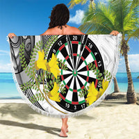 Personalised New Zealand Darts Beach Blanket Kowhai Floral with Maori Tattoo LT9 - Polynesian Pride