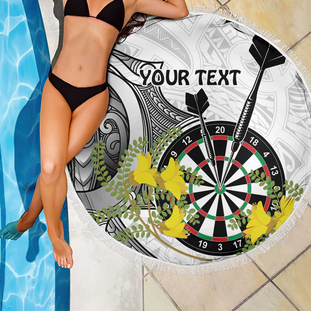 Personalised New Zealand Darts Beach Blanket Kowhai Floral with Maori Tattoo LT9 - Polynesian Pride