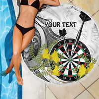 Personalised New Zealand Darts Beach Blanket Kowhai Floral with Maori Tattoo LT9 - Polynesian Pride