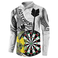 Personalised New Zealand Darts Button Sweatshirt Kowhai Floral with Maori Tattoo LT9 - Polynesian Pride