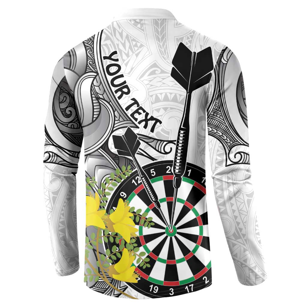 Personalised New Zealand Darts Button Sweatshirt Kowhai Floral with Maori Tattoo LT9 - Polynesian Pride