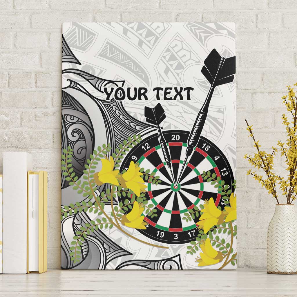 Personalised New Zealand Darts Canvas Wall Art Kowhai Floral with Maori Tattoo LT9 Without Frame Black - Polynesian Pride