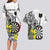 Personalised New Zealand Darts Couples Matching Long Sleeve Bodycon Dress and Hawaiian Shirt Kowhai Floral with Maori Tattoo