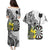 Personalised New Zealand Darts Couples Matching Puletasi and Hawaiian Shirt Kowhai Floral with Maori Tattoo