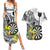 Personalised New Zealand Darts Couples Matching Summer Maxi Dress and Hawaiian Shirt Kowhai Floral with Maori Tattoo