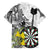 Personalised New Zealand Darts Family Matching Off The Shoulder Long Sleeve Dress and Hawaiian Shirt Kowhai Floral with Maori Tattoo