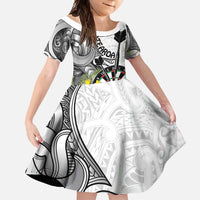 Personalised New Zealand Darts Family Matching Off Shoulder Maxi Dress and Hawaiian Shirt Kowhai Floral with Maori Tattoo