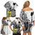 Personalised New Zealand Darts Family Matching Off Shoulder Short Dress and Hawaiian Shirt Kowhai Floral with Maori Tattoo