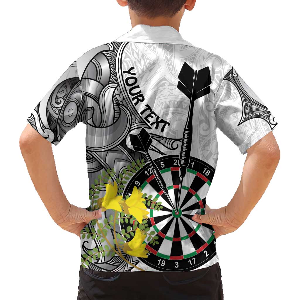 Personalised New Zealand Darts Family Matching Puletasi and Hawaiian Shirt Kowhai Floral with Maori Tattoo LT9 - Polynesian Pride