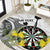 Personalised New Zealand Darts Round Carpet Kowhai Floral with Maori Tattoo