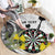 Personalised New Zealand Darts Round Carpet Kowhai Floral with Maori Tattoo