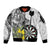 Personalised New Zealand Darts Sleeve Zip Bomber Jacket Kowhai Floral with Maori Tattoo