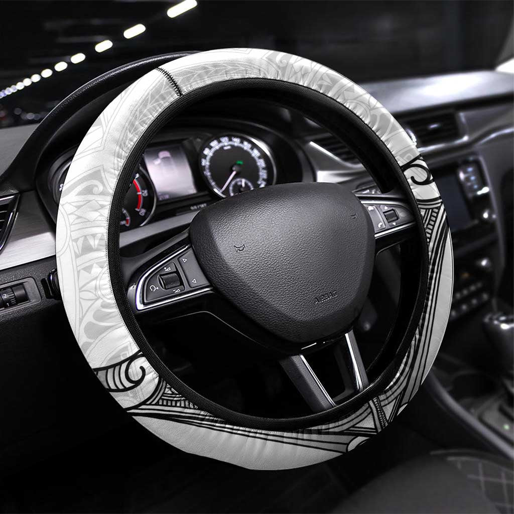 New Zealand Darts Steering Wheel Cover Kowhai Floral with Maori Tattoo LT9 Universal Fit Black - Polynesian Pride