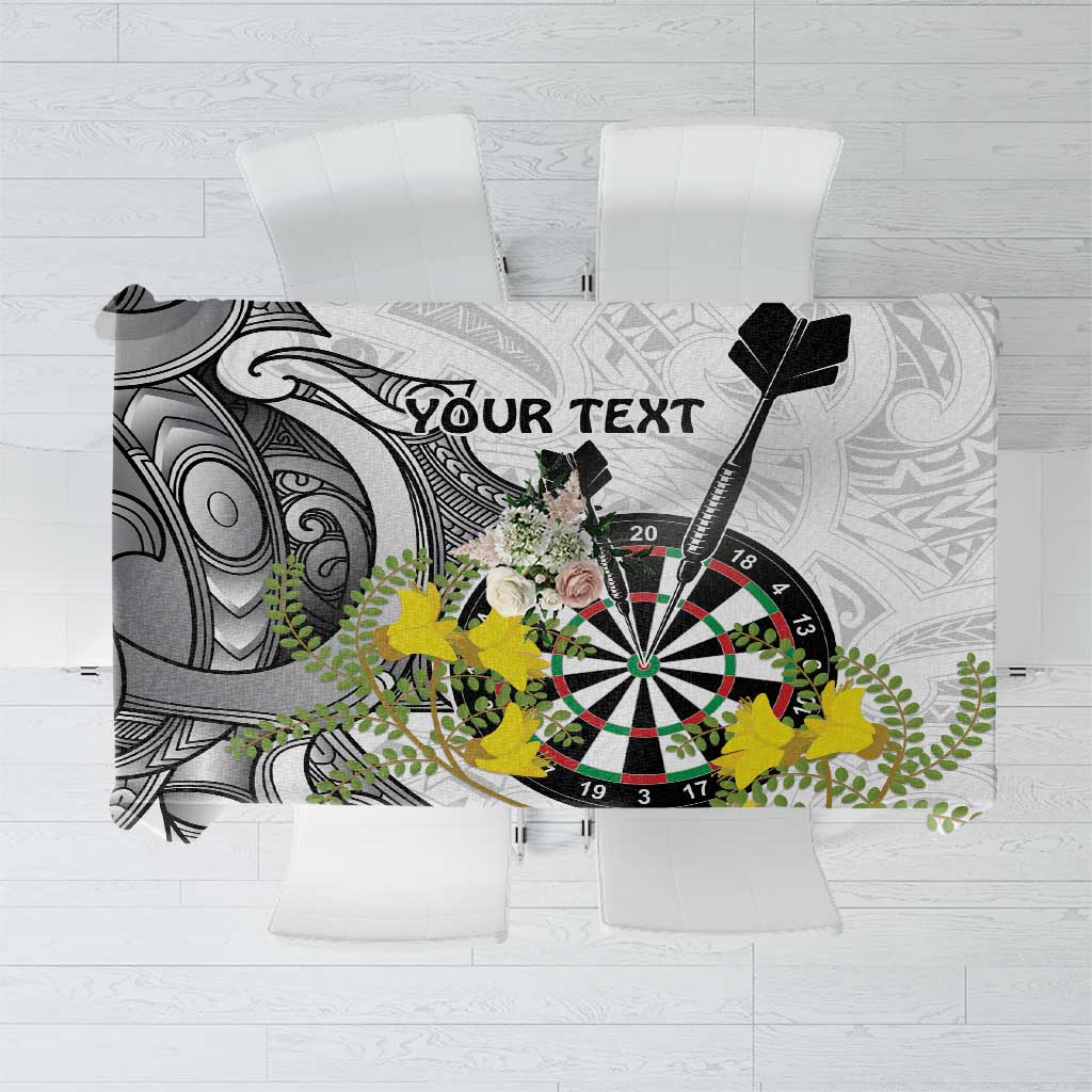 Personalised New Zealand Darts Tablecloth Kowhai Floral with Maori Tattoo