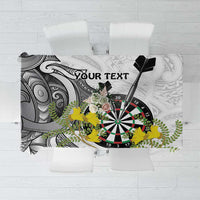 Personalised New Zealand Darts Tablecloth Kowhai Floral with Maori Tattoo LT9 Black - Polynesian Pride