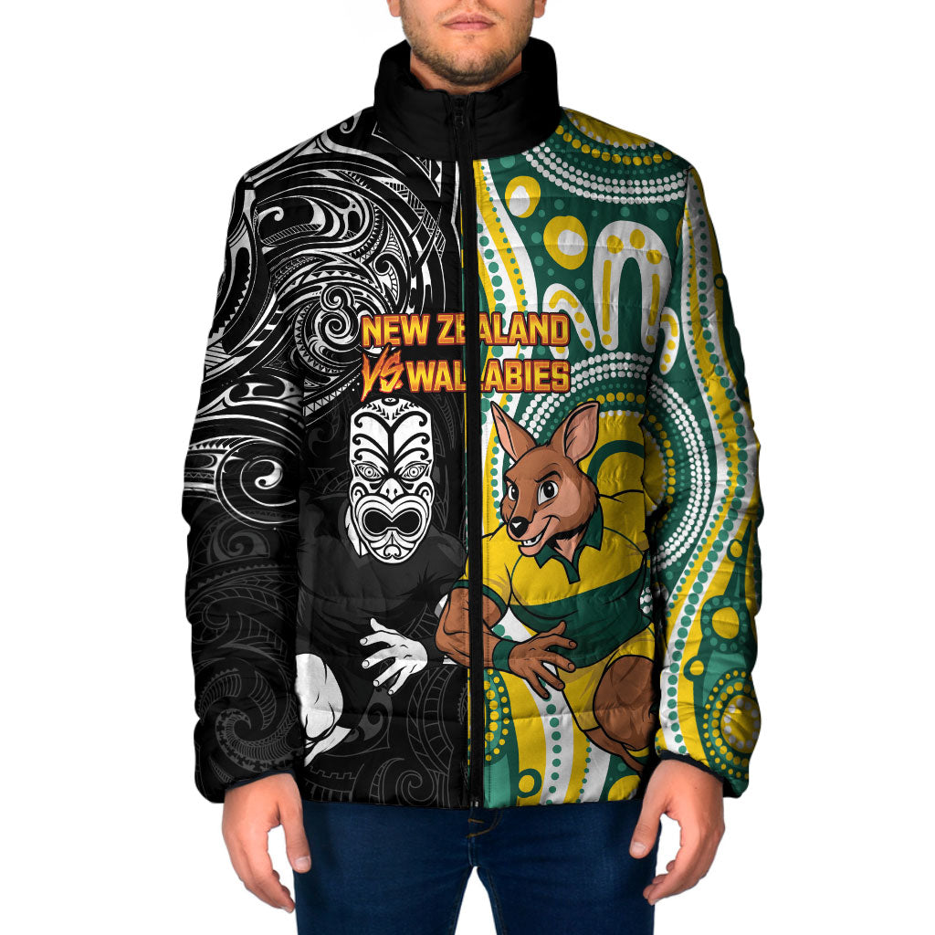 Custom Australia vs New Zealand Padded Jacket Rugby Rivalry Two Nations One Battle LT9 Men Multicolor - Polynesian Pride