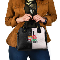 Custom Fiji England Rugby Shoulder Handbag Tapa Pattern and Rose Flower World Cup 2023 LT9 - Polynesian Pride