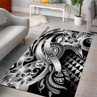 Aloha Black Tribal Honu Tattoo Area Rug