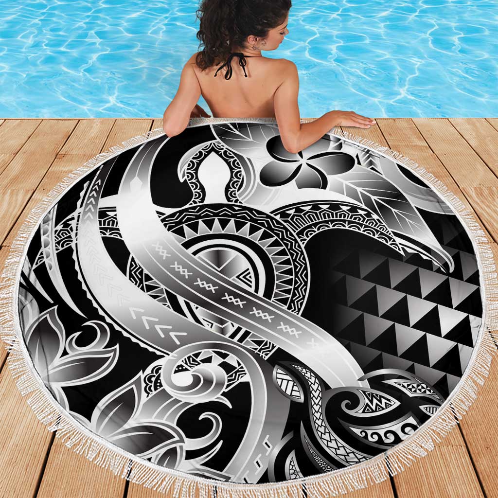 Aloha Black Tribal Honu Tattoo Beach Blanket