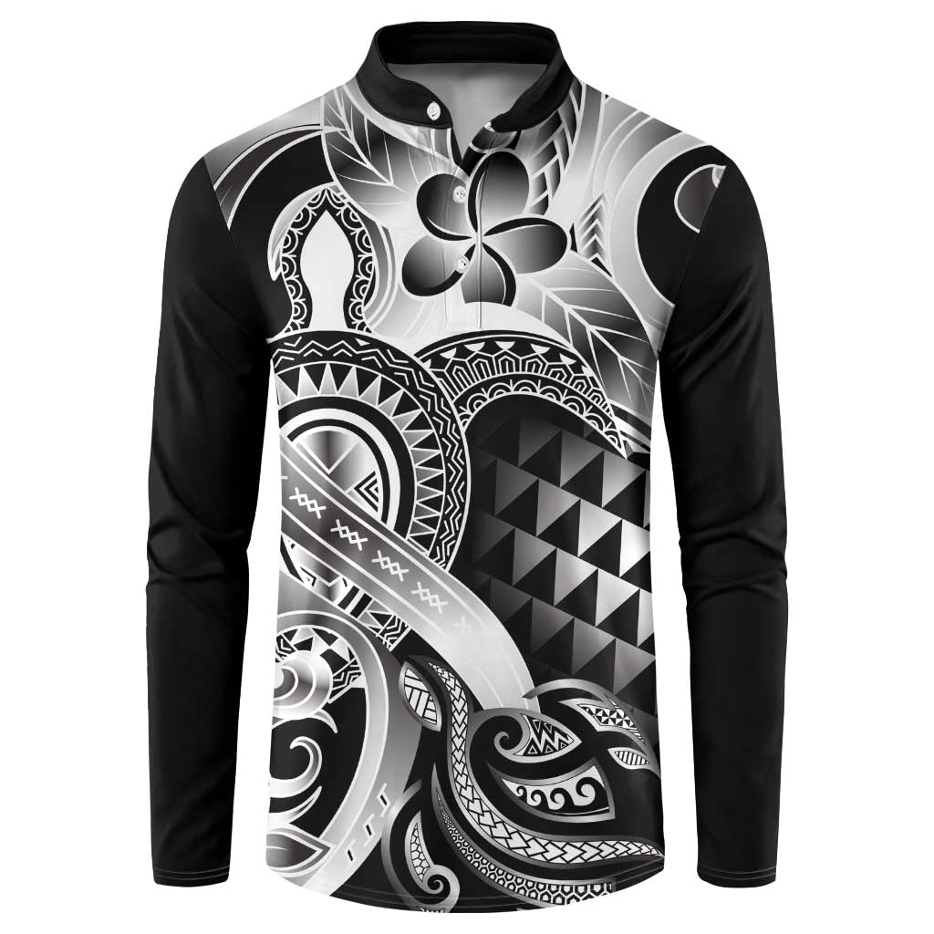 Aloha Black Tribal Honu Tattoo Button Sweatshirt