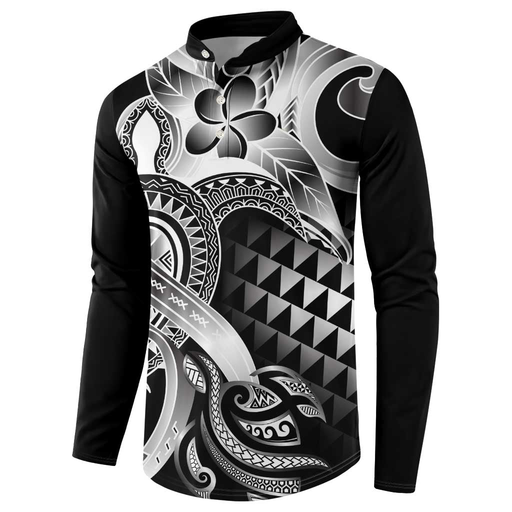 Aloha Black Tribal Honu Tattoo Button Sweatshirt
