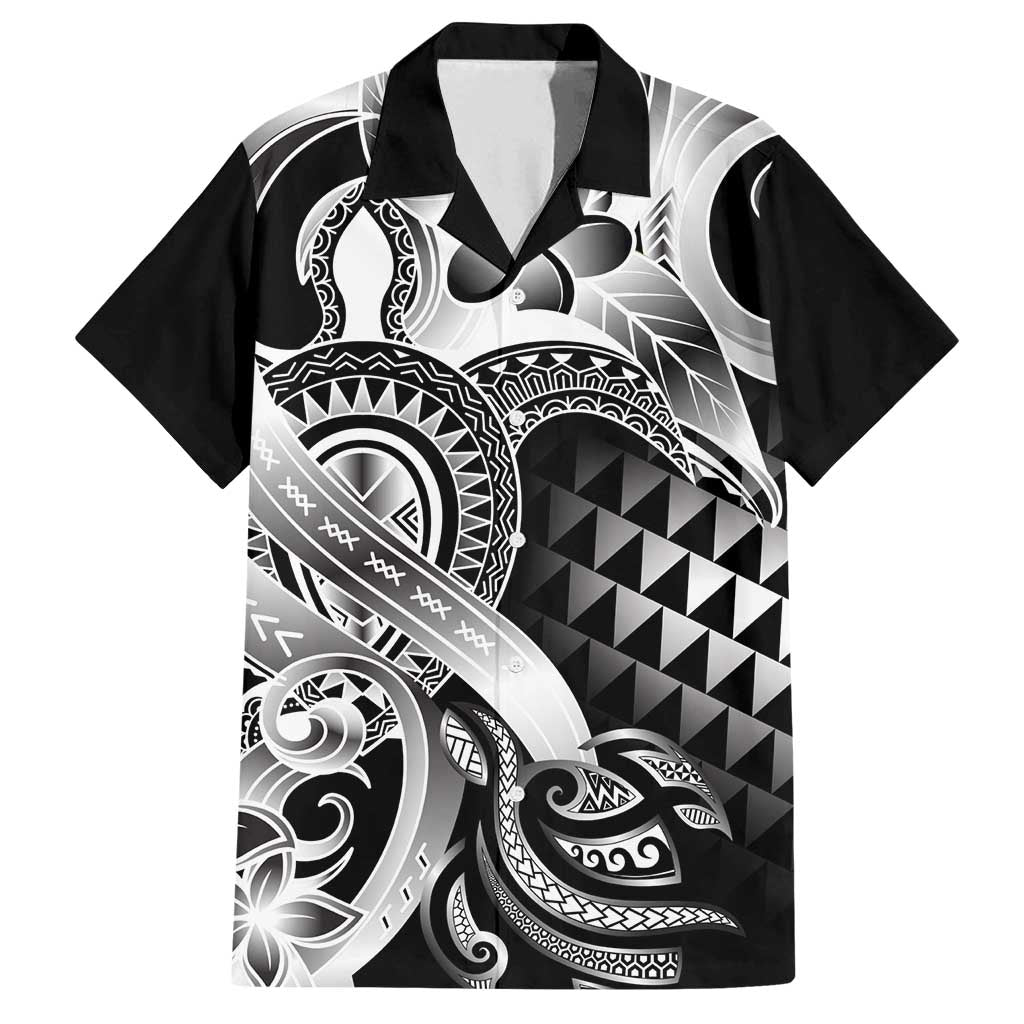 Aloha Black Tribal Honu Tattoo Family Matching Long Sleeve Bodycon Dress and Hawaiian Shirt