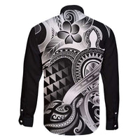 Aloha Black Tribal Honu Tattoo Family Matching Long Sleeve Bodycon Dress and Hawaiian Shirt