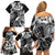 Aloha Black Tribal Honu Tattoo Family Matching Off Shoulder Short Dress and Hawaiian Shirt