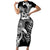 Aloha Black Tribal Honu Tattoo Family Matching Short Sleeve Bodycon Dress and Hawaiian Shirt